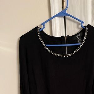 Black Verve sweater with beads and rhinestones around neck for sale!!